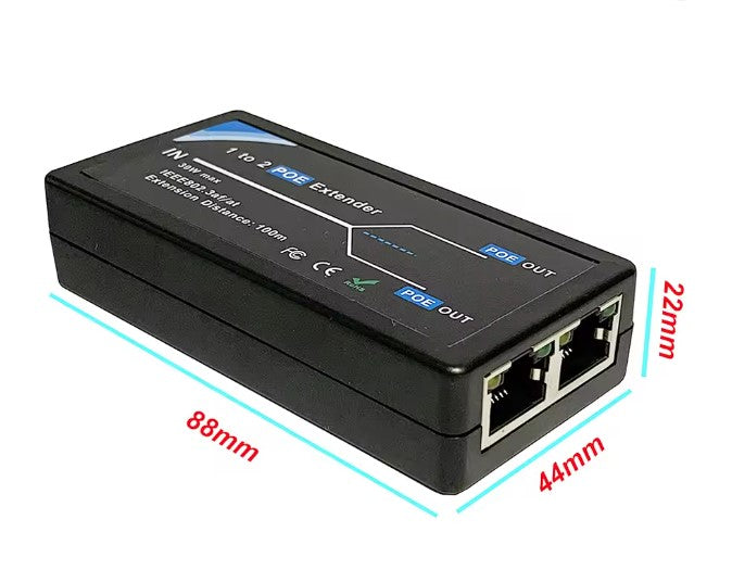 1-to-2 Port POE Extender / Ethernet Switch