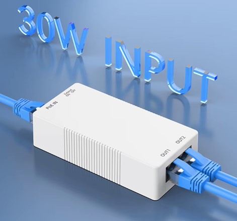 2 Port Gigabit POE Repeater 1 to 2 PoE Extender 48V 30W