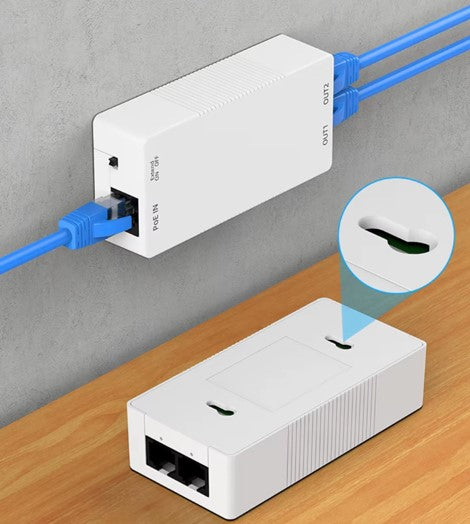 2 Port Gigabit POE Repeater 1 to 2 PoE Extender 48V 30W